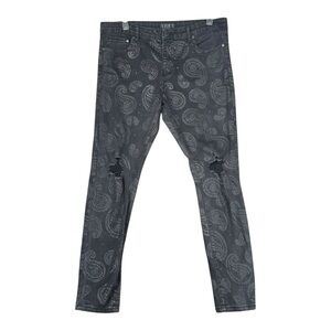 THRT Men’s 38 Black Paisley Jeans Denim Grunge Emo Street Distressed Stretch